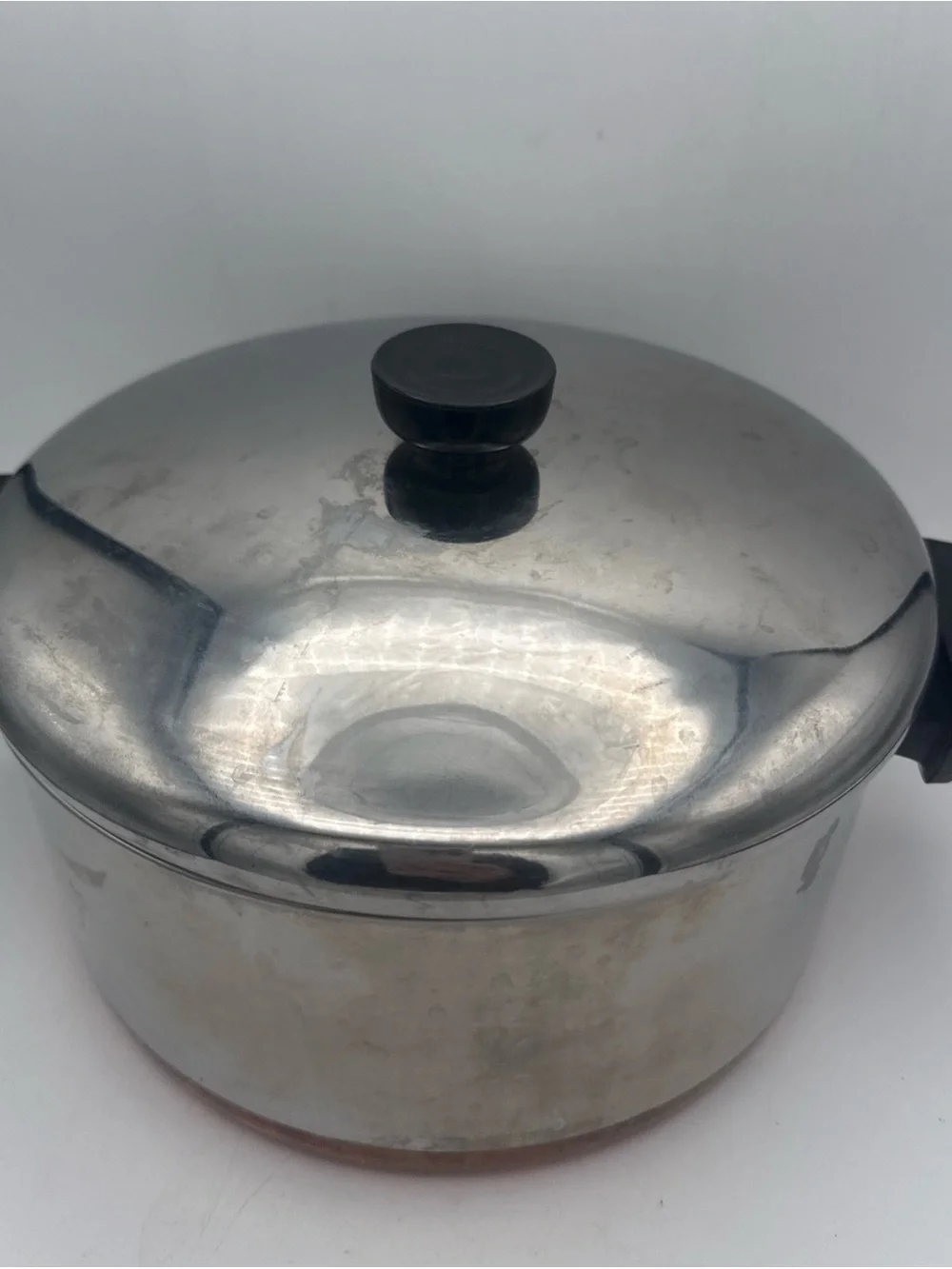 Vtg 1801 Revere Ware Copper Clad Bottom 4.5 Qt Stock Pot Dutch Oven w/ Lid